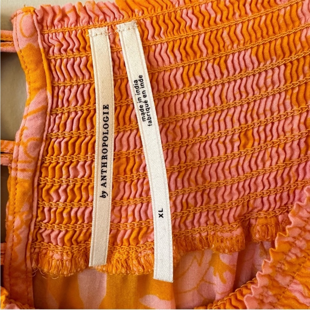 Off-Shoulder Orange and Pink Floral Maxi Dress - Picture 8 of 8